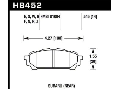 Hawk Performance 03-05 WRX D1004 HPS Street Rear Brake Pads - HB452F.545