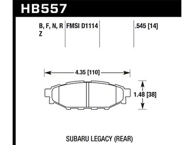 Hawk Performance 08 WRX Rear Performance Ceramic Street Brake Pads - HB557Z.545