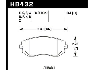 Hawk Performance 2006-2006 Saab 9-2X 2.5i HPS 5.0 Front Brake Pads - HB432B.661