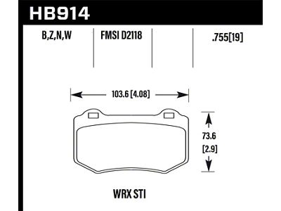 Hawk Performance 2018 Subaru WRX STI HPS 5.0 Rear Brake Pads - HB914B.580