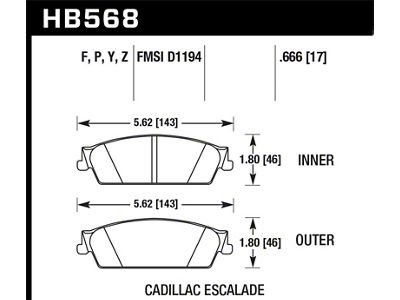 Hawk Performance 07-08 Escalade 6.2 / 07-08 Avalanche Super Duty Rear - HB568P.666