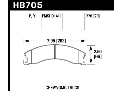 Hawk Performance Chevy/GMC Express/Silverado/Savana/Sierra 15/25/35/4500 SuperDuty Rear Street Brake Pads - HB705P.776