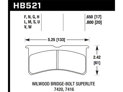 Hawk Performance Wilwood Superlite DTC-70 Race Brake Pads - HB521U.800