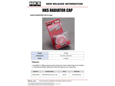 HKS RADIATOR CAP N-type - 15009-AK005