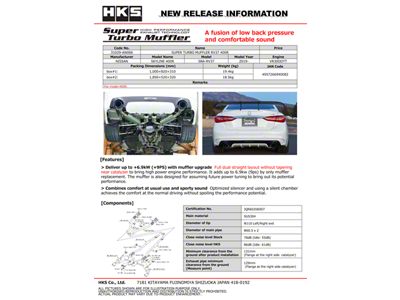 HKS SUPER TURBO MUFFLER RV37 400R - 31029-AN006