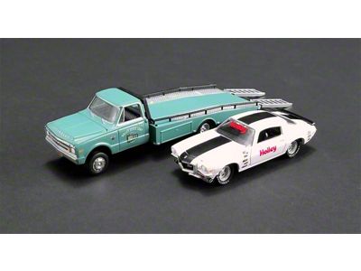 Holley 1/64th Scale Chevy Ramp Truck and Camaro Diecast Model