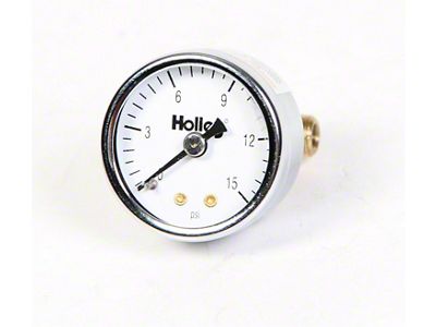 Holley Mechanical Fuel Pressure Gauge; 0 - 15 psi; 1.5 in. Dia.; Non Liquid Filled; - 26-500