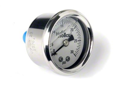 Holley Mechanical Fuel Pressure Gauge; 0 - 30 psi; 1.5 in. Dia.; Liquid Filled; - 26-505
