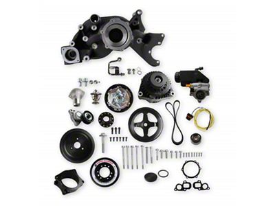Holley Mid-Mount Accessory Drive System Kit; Incl. Water Pump/Alternator; Black; - 20-201BK