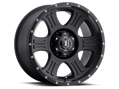 ICON Alloys Shield Satin Black Wheel; 17x8.5; 0mm Offset; 5x127mm Bolt Pattern; 71mm Hub Bore