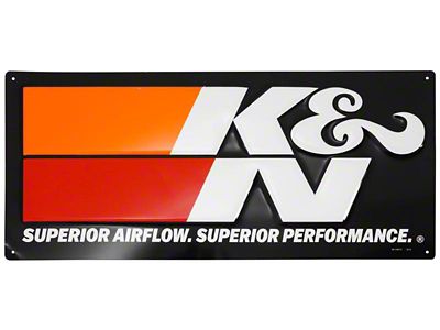 K&N Embossed Metal Sign; 9-Inch x 20-Inch