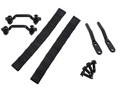 Kentrol 76-95 Jeep CJ/YJ Door Strap Kit Black Powdercoat Stainless - 50725
