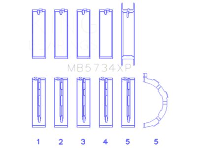King Engine Bearings Ford Mustang Prod 302 Coyote Size STD Performance Main - MB5734XP