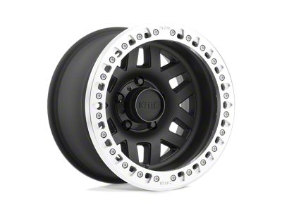 KMC Machete Crawl Beadlock Satin Black with Machined Bead Ring Wheel; 17x9; -38mm Offset