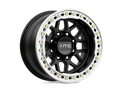 KMC Grenade Crawl Beadlock Satin Black Wheel; 17x9; -38mm Offset; 8x165.1mm Bolt Pattern; 125.10mm Hub Bore