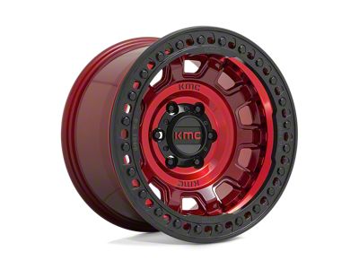 KMC Tank Beadlock Candy Red Wheel; 17x9; -38mm Offset