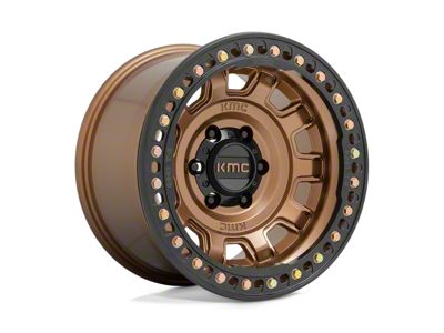 KMC Tank Beadlock Matte Bronze Wheel; 17x9; -38mm Offset; 5x127mm Bolt Pattern; 71.50mm Hub Bore