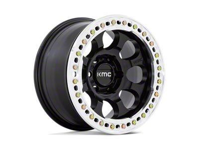KMC Riot Beadlock Satin Black with Machined Ring Wheel; 17x8.5; 0mm Offset; 6x139.7mm Bolt Pattern; 108mm Hub Bore
