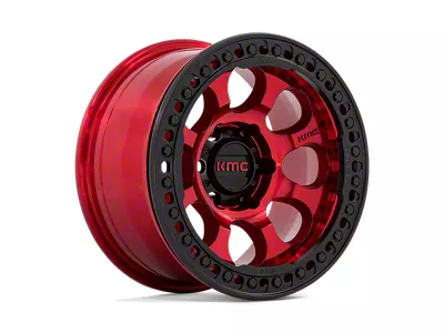 KMC Riot Beadlock Candy Red with Black Ring Wheel; 17x9; -12mm Offset