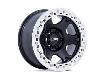 KMC VI Beadlock Satin Black with Machined Ring Wheel; 17x9; -38mm Offset