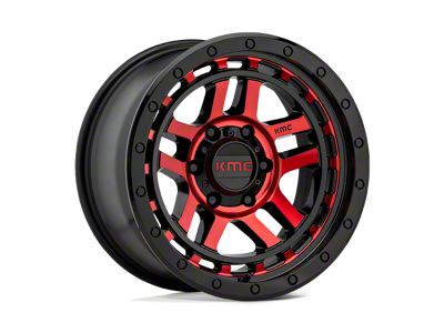 KMC Recon Gloss Black Machined with Red Tint Wheel; 17x9; -12mm Offset