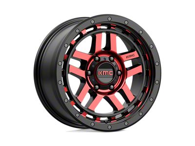 KMC Recon Gloss Black Machined with Red Tint Wheel; 18x8.5; 18mm Offset