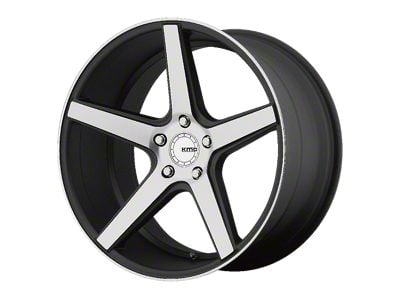 KMC District Satin Black Machined Face Wheel; 22x10.5; 28mm Offset; 5x114.3mm Bolt Pattern; 72.56mm Hub Bore