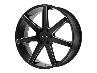 KMC Revert Satin Black Milled Wheel; 24x9.5; 15mm Offset; 6x139.7mm Bolt Pattern; 106.10mm Hub Bore