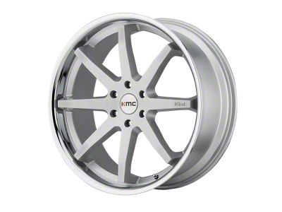 KMC Reverb Brushed Silver with Chrome Lip Wheel; 20x9; 30mm Offset