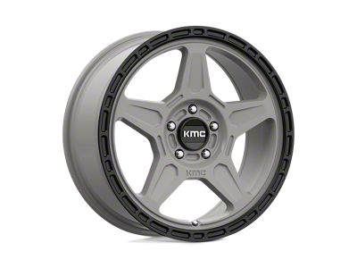 KMC Alpine Satin Gray with Black Lip Wheel; 18x8; 38mm Offset; 5x120mm Bolt Pattern; 74.10mm Hub Bore