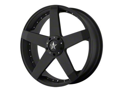KMC Rockstar Car Matte Black Wheel; 20x10; 35mm Offset; 5x114.3/5x120mm Bolt Pattern; 74.10mm Hub Bore