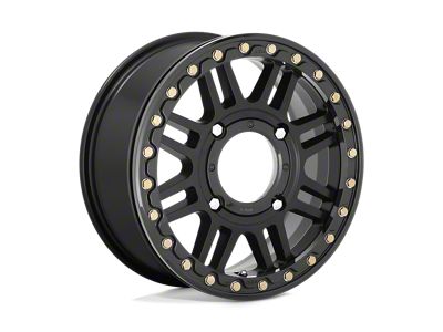 KMC Cage Beadlock Satin Black with Gloss Black Ring Wheel; 15x6; 38mm Offset