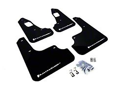 Rally Armor Black Mud Flaps with White Logo; Front and Rear (08-17 Lancer EVO X)