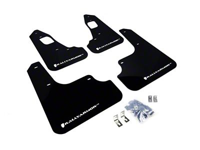 Rally Armor 08-17 Mitsubishi Lancer EVO X Black UR Mud Flap - MF10-UR-BLK/WH