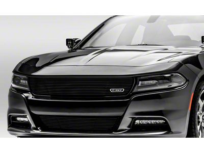T-REX Grilles Laser Billet Series Grille; Horizontal; Aluminum; Black; 1 Pc; Insert; - 6214761