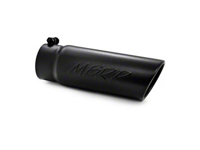 MBRP Angled Cut Rolled End Exhaust Tip; 4-Inch; Black (Fits 3.50-Inch Tailpipe)