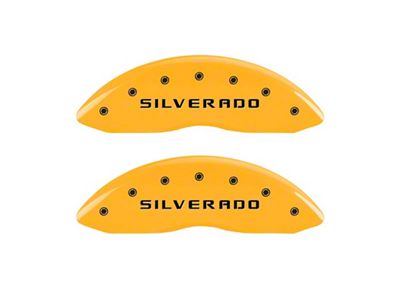 MGP 2 Caliper Covers Eng Front Silverado Yellow Finish Blk - 14238FSILYL