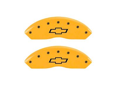 MGP 2 Caliper Covers Engraved Front Bowtie Yellow Finish Black - 14003FBOWYL