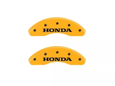 MGP 2 Caliper Covers Engraved Front Yellow Finish Black - 20143FHONYL