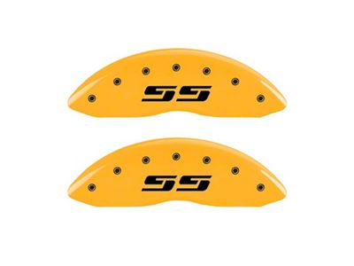 MGP 2 Caliper Covers Engraved Silverado SS Yellow Finish Blk - 14238FSS3YL