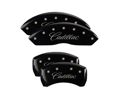 MGP 4 Caliper Covers Engraved F & R Cursive/Cadillac Black - 35025SCADBK