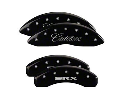 MGP 4 Caliper Covers Engraved Front Cursive/Cadillac Engraved Rear SRX - 35003SSRXBK