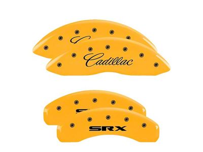 MGP 4 Caliper Covers Engraved Front Cursive/Cadillac Engraved Rear SRX - 35004SSRXYL