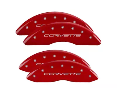 MGP 4 Caliper Covers Engraved Front & Rear C6/Corvette Red - 13083SCV6RD