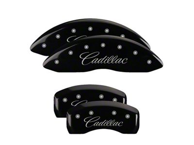 MGP 4 Caliper Covers Engraved Front & Rear Cursive/Cadillac Black - 35007SCADBK