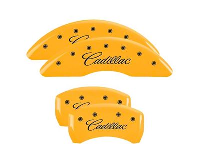 MGP 4 Caliper Covers Engraved Front & Rear Cursive/Cadillac Yellow - 35008SCADYL