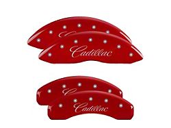 MGP 4 Caliper Covers Engraved Front & Rear Cursive/Cadillac Red 