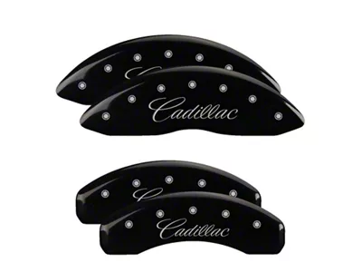 MGP 4 Caliper Covers Engraved Front & Rear Cursive/Cadillac Black - 35013SCADBK