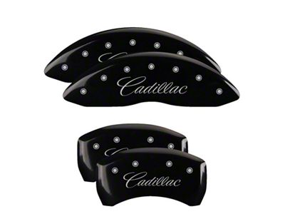 MGP 4 Caliper Covers Engraved Front & Rear Cursive/Cadillac Black - 35020SCADBK