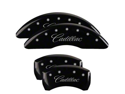 MGP 4 Caliper Covers Engraved Front & Rear Cursive/Cadillac Black - 35024SCADBK